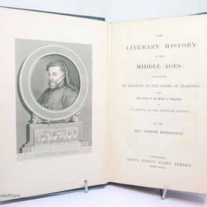 Literaturgeschichte des Mittelalters 1846 Antikes Geschichtsbuch seltenes altes Buch
