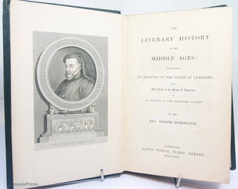 Literary History of the Middle Ages 1846 Antique History Book rare old book