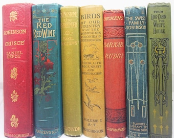 Adopt an Antique Book 1890s - 1930s Attractive Display books & Good reads Loved hardback books Vintage Book for book lovers