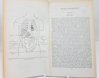 Physiologie des Menschen und Vintage 1945 Illustrierte Anleitung zur alten Anleitung anatomische Diagramme und Text