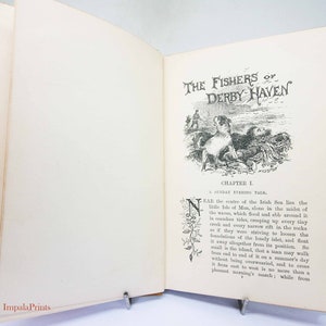 Fischer von Derby Haven Antikes Kinderbuch illustrierter bildhafter Einband historisches Buch Schulbuch