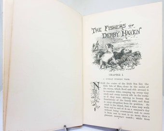 Fishers of Derby Haven Libro infantil antiguo, ilustrado, con portada pictórica, libro histórico, libro escolar