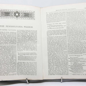 May include: A page from a book titled "The Pennsylvania Pilgrim" with text about the history of German immigration to America. The text discusses the arrival of Francis Daniel Pastorius and his role in founding Germantown, Pennsylvania.