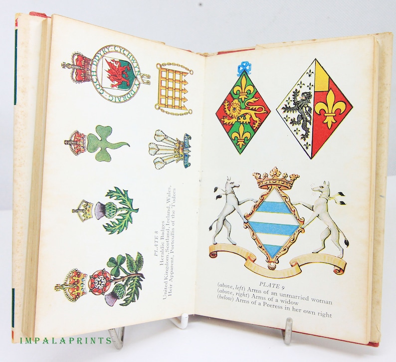 Heraldry Book, Red Vintage Coat of Arms Book Cultural English History ...