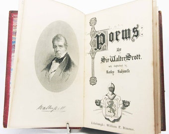 Scott Poetical works Antique hardback Book Vintage, gift, collectables, Poet Poetry Antique Books