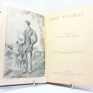 Antique Book 1896 Pine Needles Edwardian Victorian Novel Illustrated antique Old Book Classic Literature Hardback