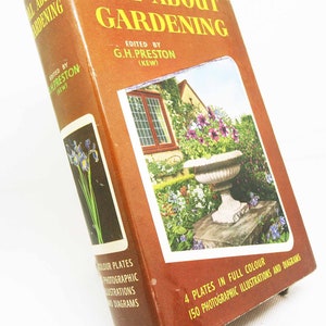 All About Gardening Vintage Books old book Famous garden design and flower guide Illustrated gifts