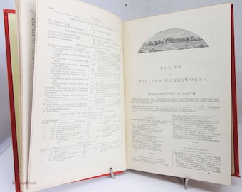 Wordsworth Poetical Works Antique Red Hardback Gift Book 1900 Poems Ballads Poetry Gift Litrature