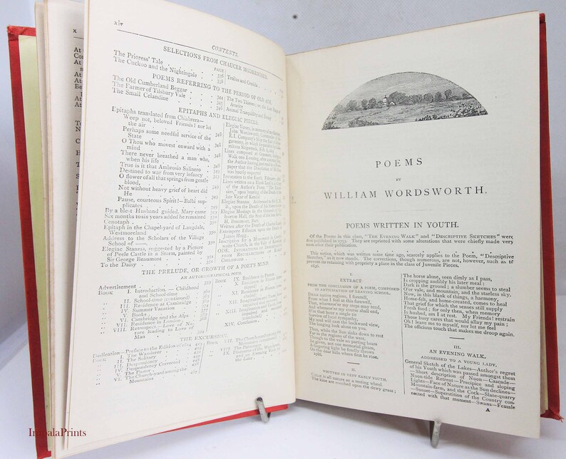 Wordsworth Poetical Works Antique Red Hardback Gift Book 1900 Poems Ballads Poetry Gift Litrature image 2