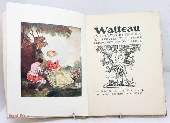Watteau Antique 1910s Great Masters in Painting arts Vintage Book Antique gift Green Art book illustrated painters gift