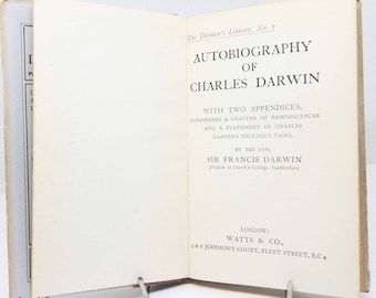 Charles Darwin Auto Biography , Vintage Book Science Biology 1931 old book Hardback books evolution anthropology Oldbook
