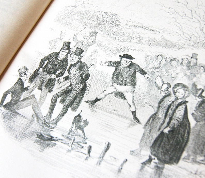 Antique Pickwick Papers, Charles Dickens Vintage Green Large Hardback Book Historical classic image 1