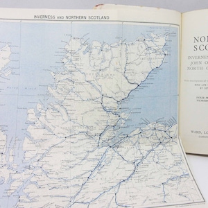 Nordschottland Reisebuch Souvenir John o Groats Illustrierte Vintage 1950er Jahre Stadt Natur England Reiseführer Karten