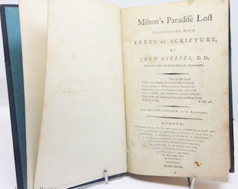 Milton Poetry Paradise Lost Book Antique Green Hardback 1793 Vintage Book Of Poems Hardback Green Gift