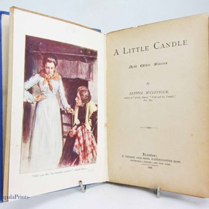 Children’s Book Blue 1908 Candle Story book Antique Hardback Vintage book Blue school book