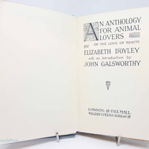 An Anthology for Animal Lovers 1927 Poetry Vintage hardback Book Vintage, gift, collectibles, Stories gift