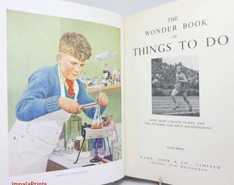 Childrens illustrated 1930s picture activity book Kids book Vintage Hardback nature adventure Old book