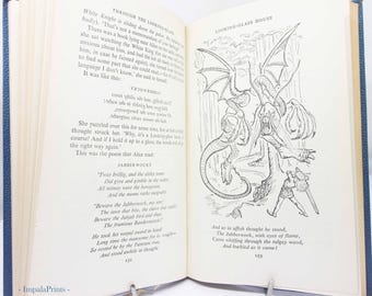 Alices adventures In Wonderland Lewis Carol 1953 illustrated Classic Childrens Book Vintage old Book Hardback