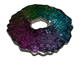 Chunky Large Rainbow Glitter Coaster For Big kids aka Grown-Ups