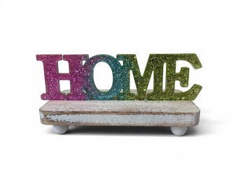 Rainbow Glitter Home Sign/Sparkly Home/Nursery/Bedroom Decor Gift