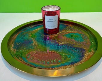 Artisan Glitter Heaven Resin Luxury Sparkling Cocktail/Bar/Serving Tray - Unique Home Decor Gift