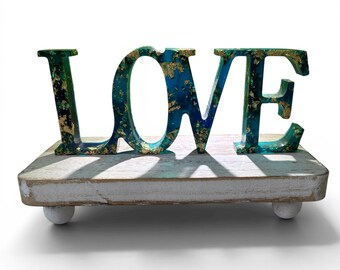 Love Glitter Word Sign Sparkly Resin Ornament/Home Decor Spiritual Affirmation Sign/Custom Colours