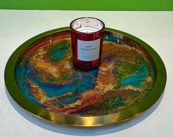 Artisan Glitter Heaven Resin Luxury Sparkling Cocktail/Bar/Serving Tray - Unique Home Decor Gift