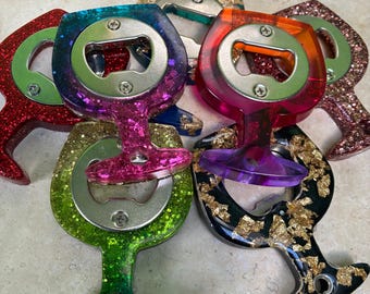 Artisan Wine-Glass Resin Bottle Openers - Colourful, Sparkly & Unique