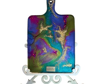 Luxury Resin OOAK Glitter & Gold Leaf Cheese/Chopping/Charcuterie Board Artisan Kitchen Decor Gift