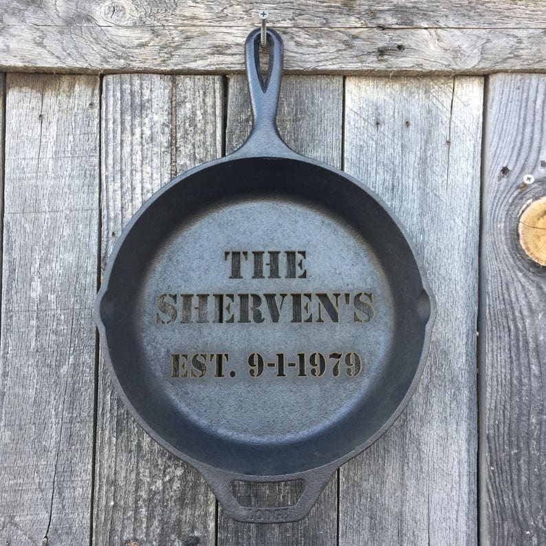 Custom cast iron skillet personalized gifts for him sixth year image 4