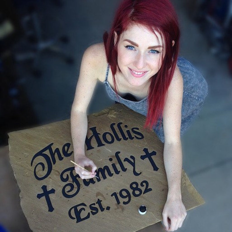 Custom engraved flagstone sign memorial headstone Etsy