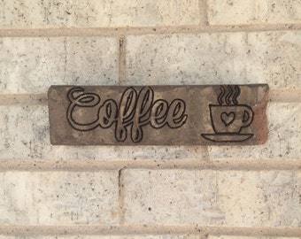 Rustic Coffee Lover engraved Brick