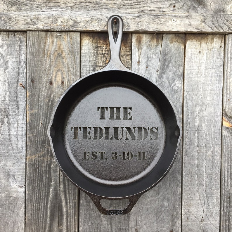 Custom Cast Iron Skillet Personalized Gifts for Him Sixth Year Etsy