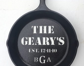 Custom cast iron skillet personalized gifts for him sixth year wedding anniversary Father’s Day idea