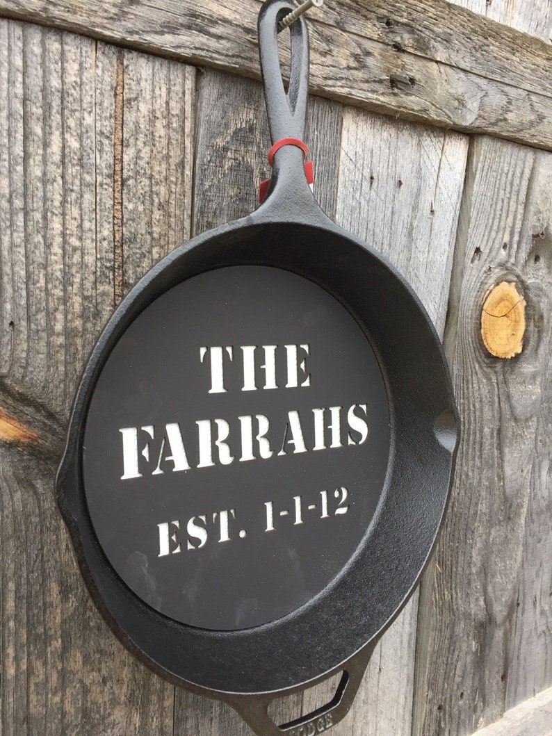 Custom cast iron skillet personalized gifts for him sixth year image 8