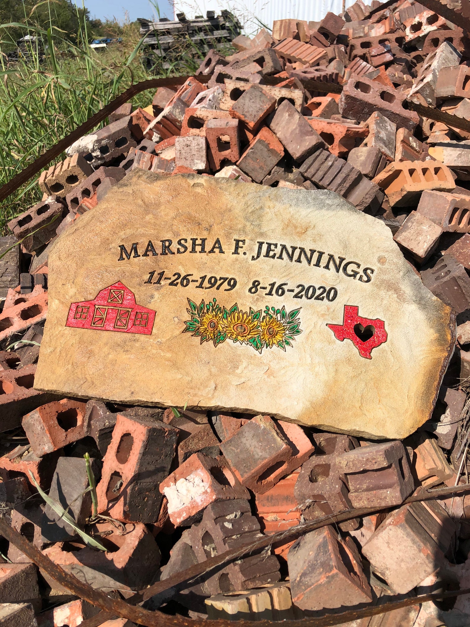 Custom Engraved Flagstone Rock Sign Memorial Headstone Etsy