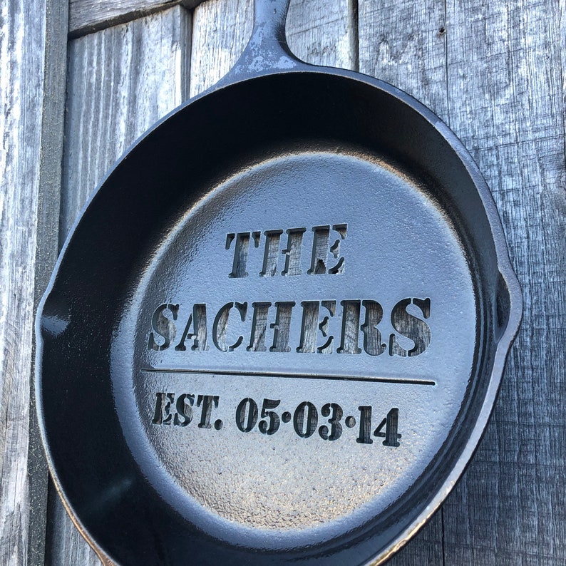 Custom Cast Iron Skillet Personalized Gifts for Him Sixth Year Etsy