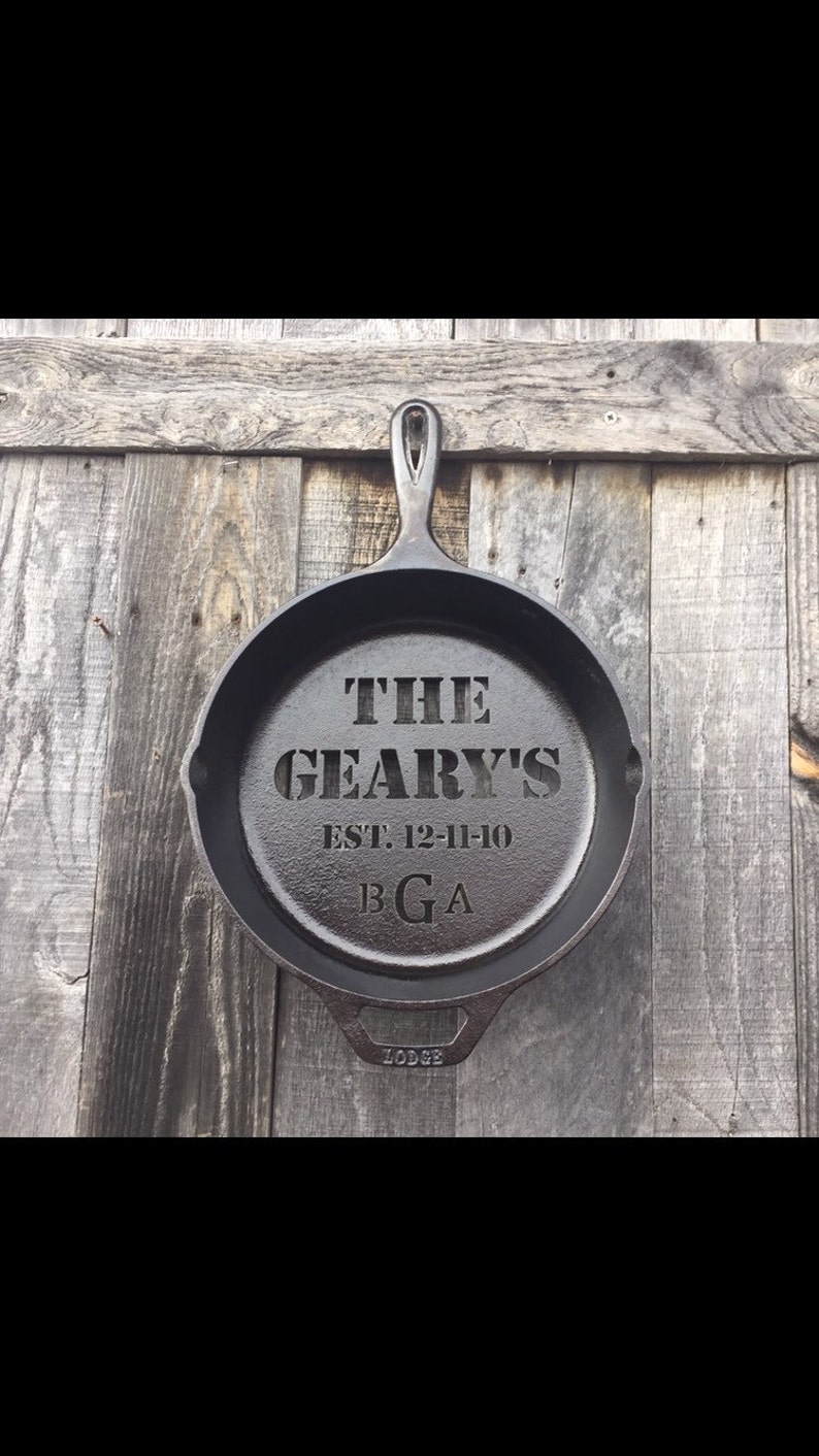 Custom cast iron skillet personalized gifts for him sixth year image 2