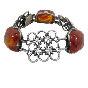 Large German vintage 835 silver modernist designer link bracelet, 1940s - 1960s.