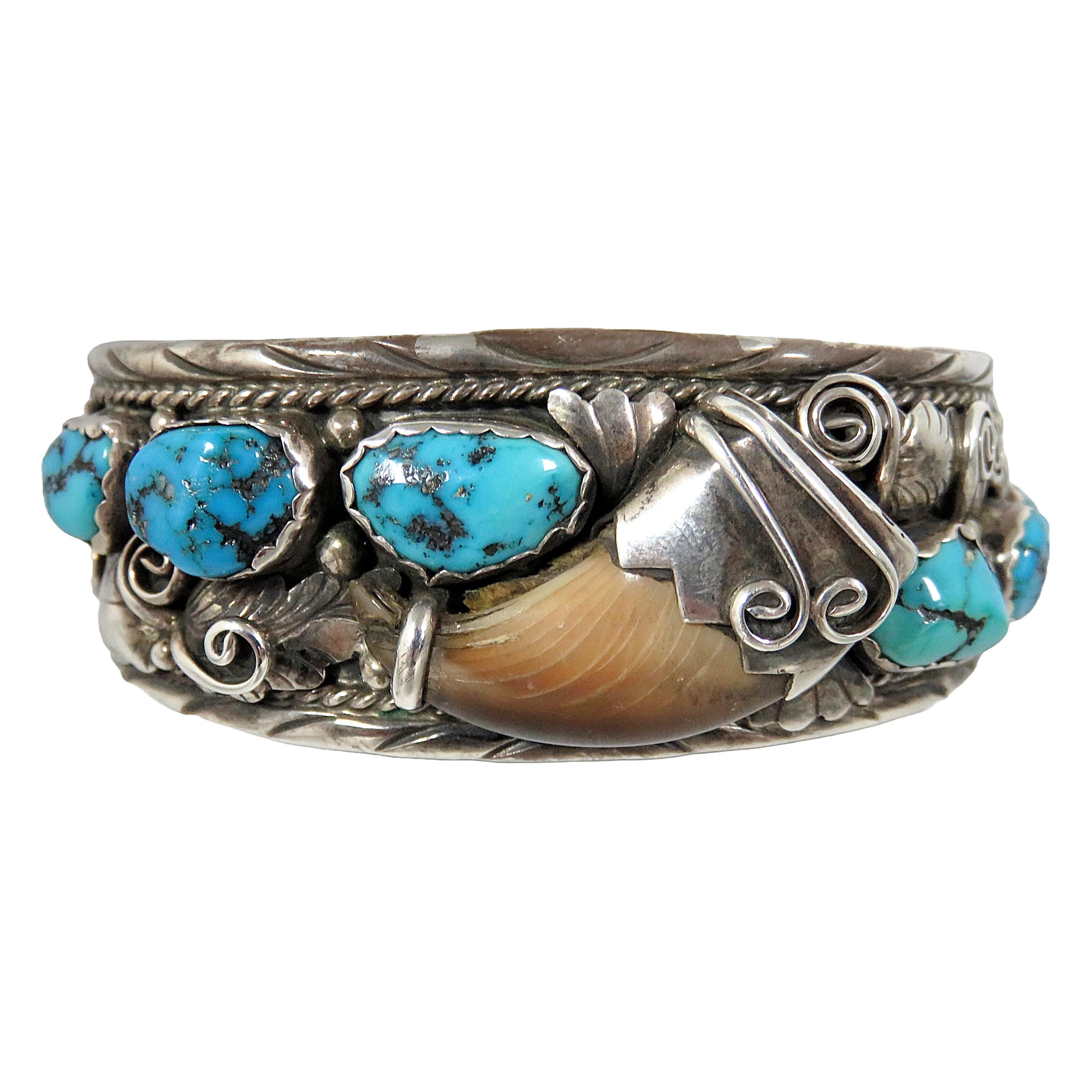 Important Vintage Native American Navajo Gaspeite Cadman Sterling Silver Bird Bracelet Important Vintage Native American Navajo Gaspeite Cadman Sterling Silver Bird Bracelet