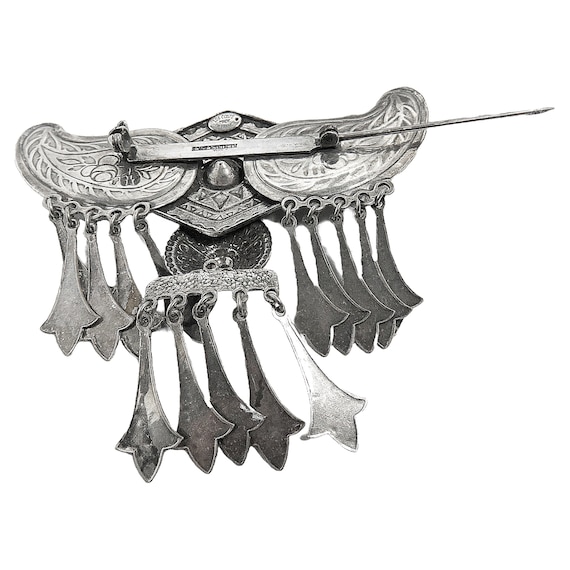 Broche Vintage Signée Zoé Coste – Années 1990, Inspiration étrusque, Argentée – Occasion