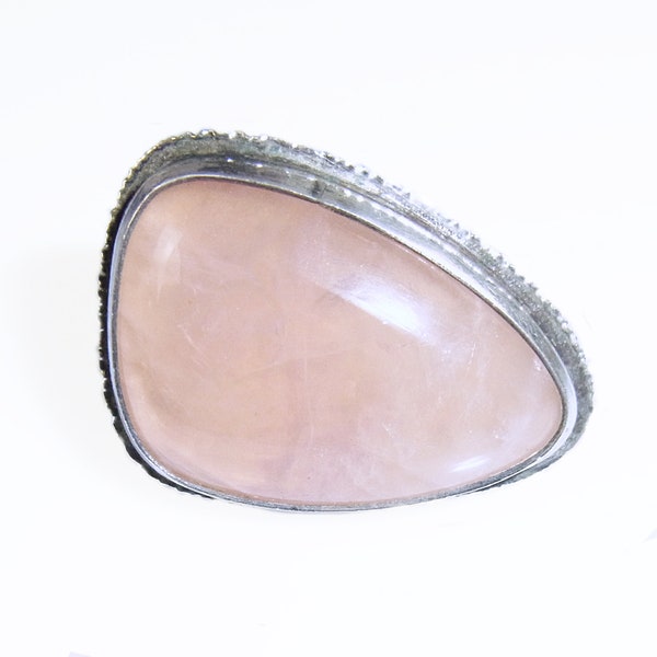 Georg Kramer G/K Germany stunning vintage 835 silver modernist designer brooch with rose quartz model 27, 1960s.