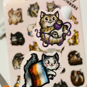Kitten Sticker Sheet!  17 Waterproof Stickers! Made In USA!