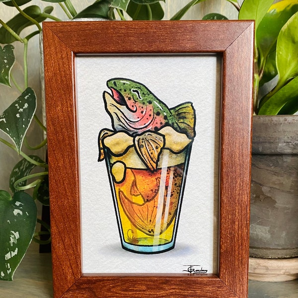 Rainbow Trout Lager, Drinking Buddy, Art Print