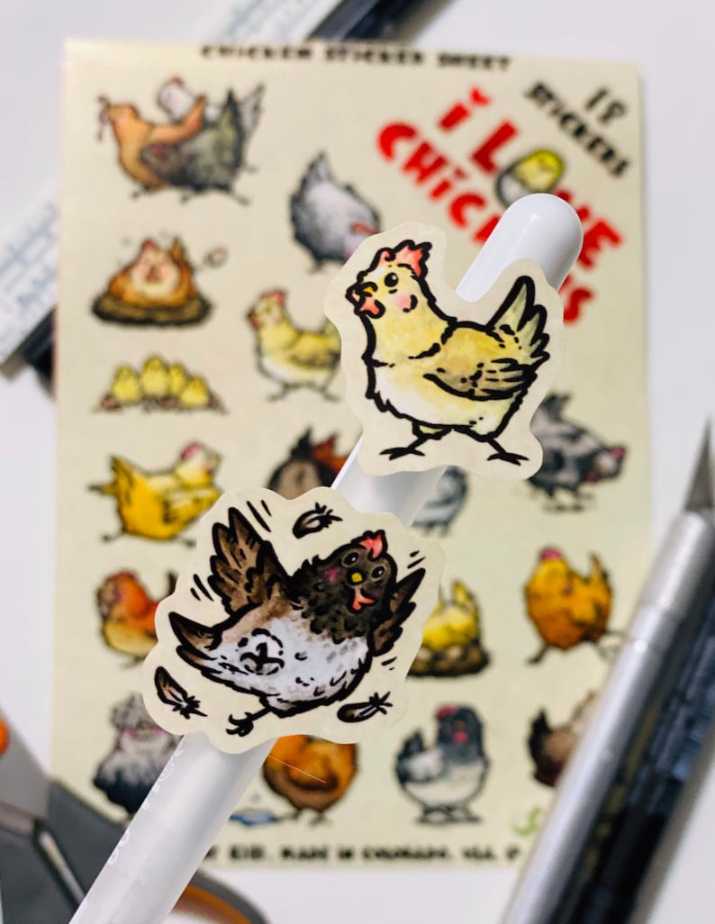 Chicken Sticker Sheet! 18 Cute and Fun Individual Stickers for Chicken ...