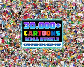 Pacchetto Mega di 30.000 elementi per cartoni animati, SVG per cartoni animati, PNG per cartoni animati, personaggi dei cartoni animati, file di taglio, SVG a livelli, font per cartoni animati, clipart per cartoni animati, JPG per cartoni animati.