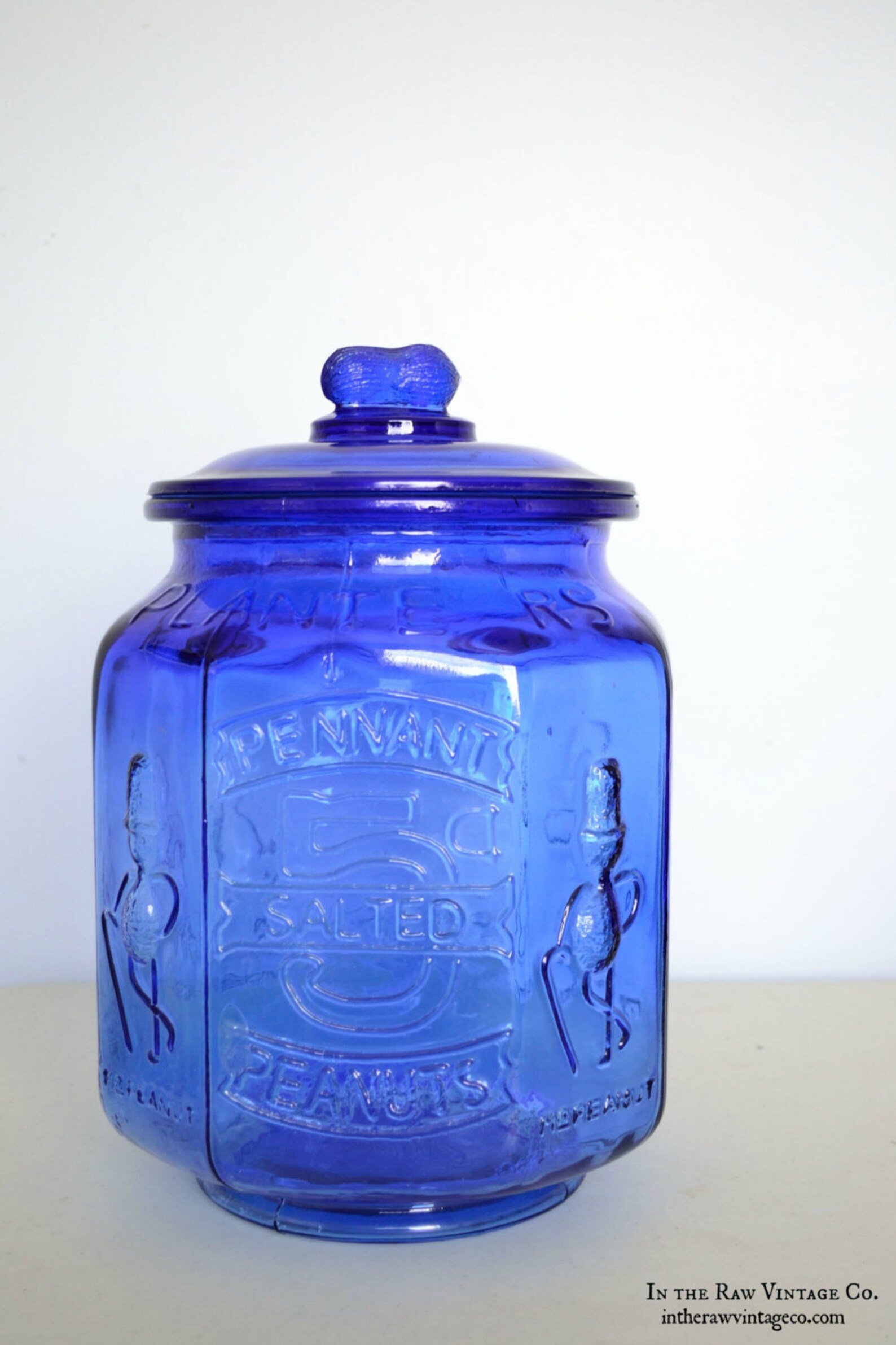 Cobalt Blue Mr. Peanut Jar Etsy
