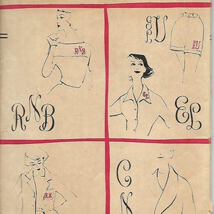 Vogue 9238    Letter Transfers for Monograms    C1957  RARE