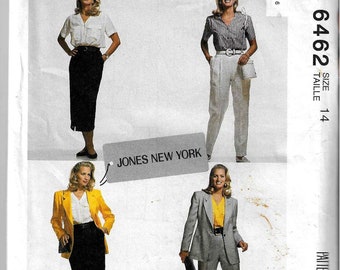 McCall's 6462 Misses Jacket, Top, Skirt, Pants Size 8  or Size 14 or Size 16  Uncut