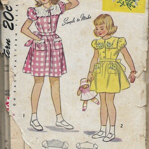 Simplicity 1850       Girls One Piece Dress       Size 7   C1953
